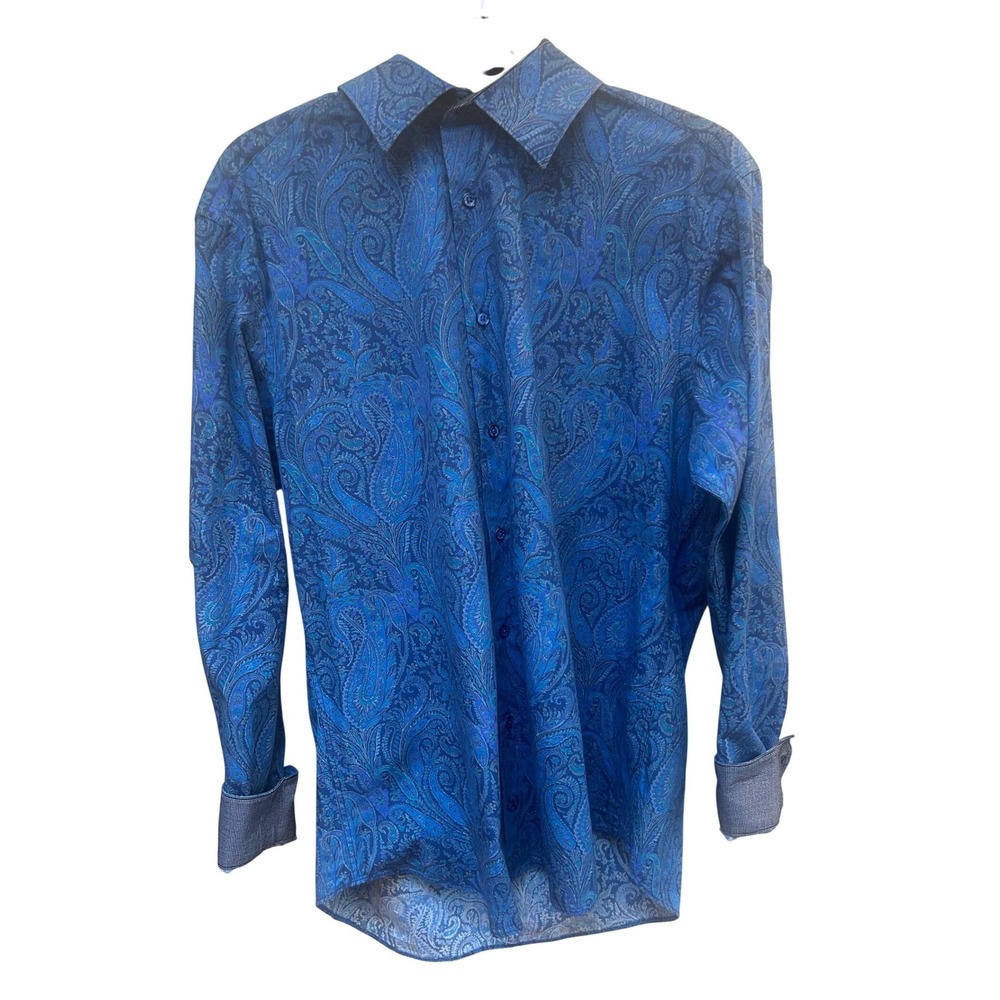 BUCCHI 100% Cotton Long Sleeve Paisley Print Button Up‎ Shirt Men's